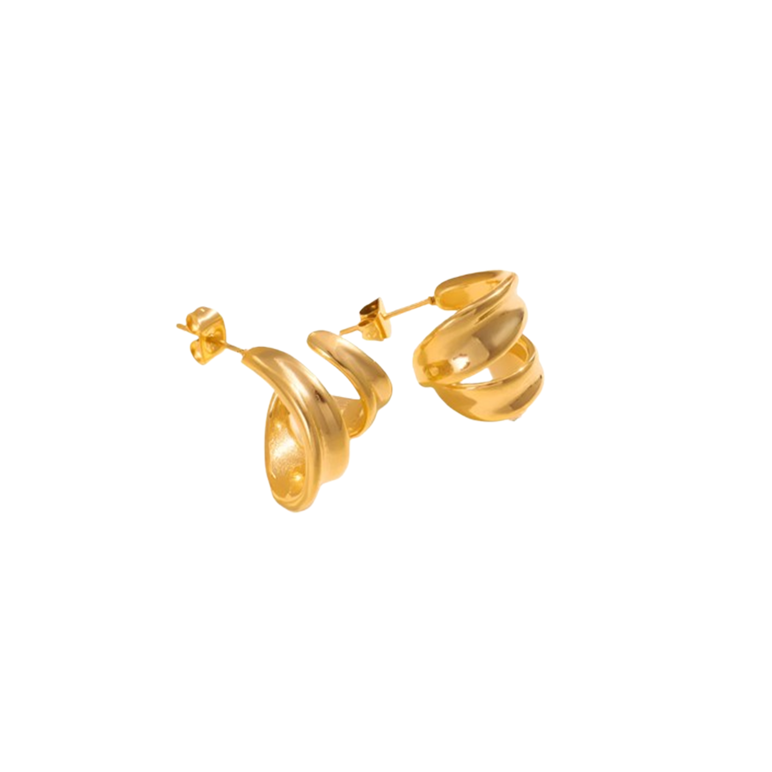 Pair of gold spiral earrings on a white background. 1.	18k gold plated jewelry
	2.	gold plated stainless steel jewelry
	3.	tarnish free gold jewelry
	4.	waterproof gold jewelry
	5.	affordable gold jewelry
	6.	non-tarnish gold jewelry
	7.	hypoallergenic gold jewelry
	8.	durable gold plated jewelry
	9.	everyday gold jewelry
	10.	buy 18k gold plated jewelry online
	11.	luxury gold plated jewelry on a budget
	12.	vegan-friendly gold jewelry
	13.	minimalist gold plated earrings
	14.	statement gold rings for wome